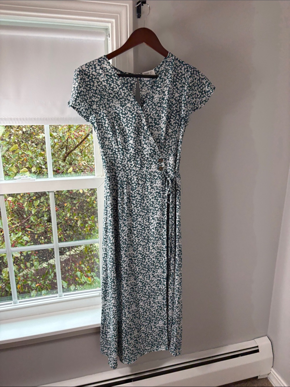 Sienna Sky Teal Green Floral Wrap Midi Dress
